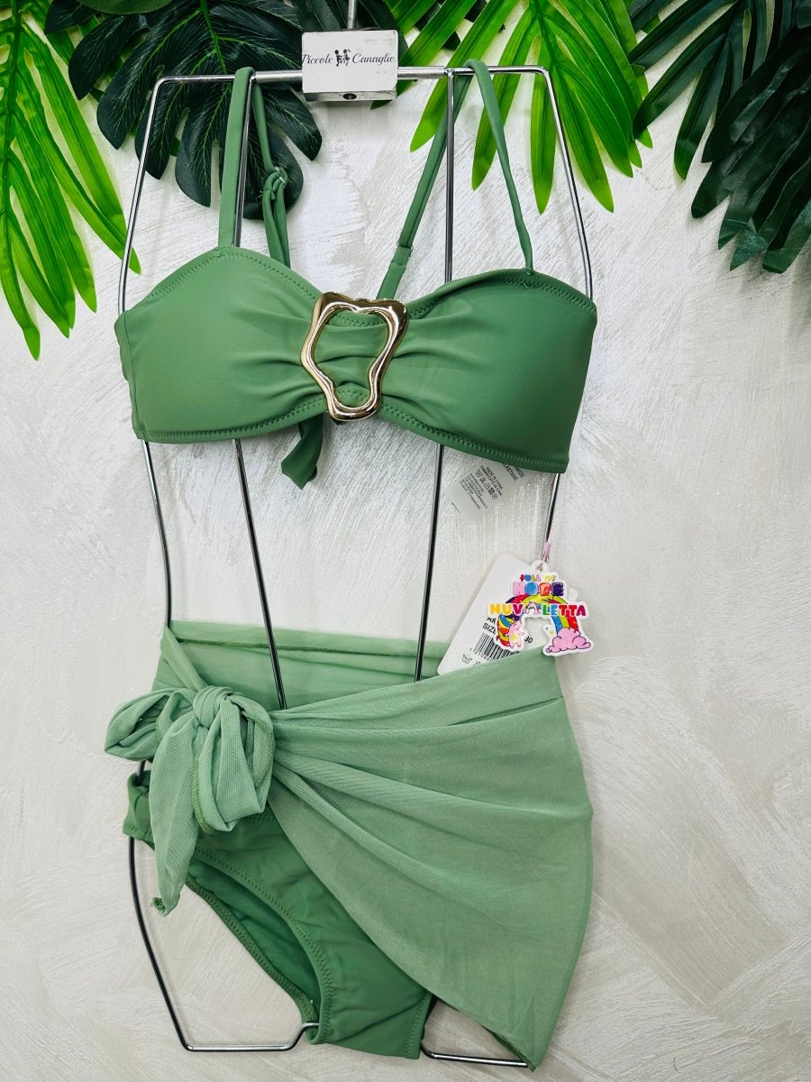 Costume Fibia Con Pareo Verde - Piccole Canaglie - 