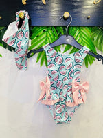 Costume Intero Anguria Aquamarina Con Bandana - Piccole Canaglie - PC29554