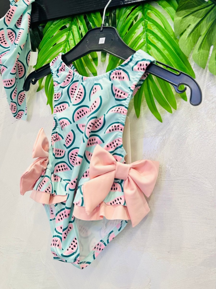 Costume Intero Anguria Aquamarina Con Bandana - Piccole Canaglie - PC29554