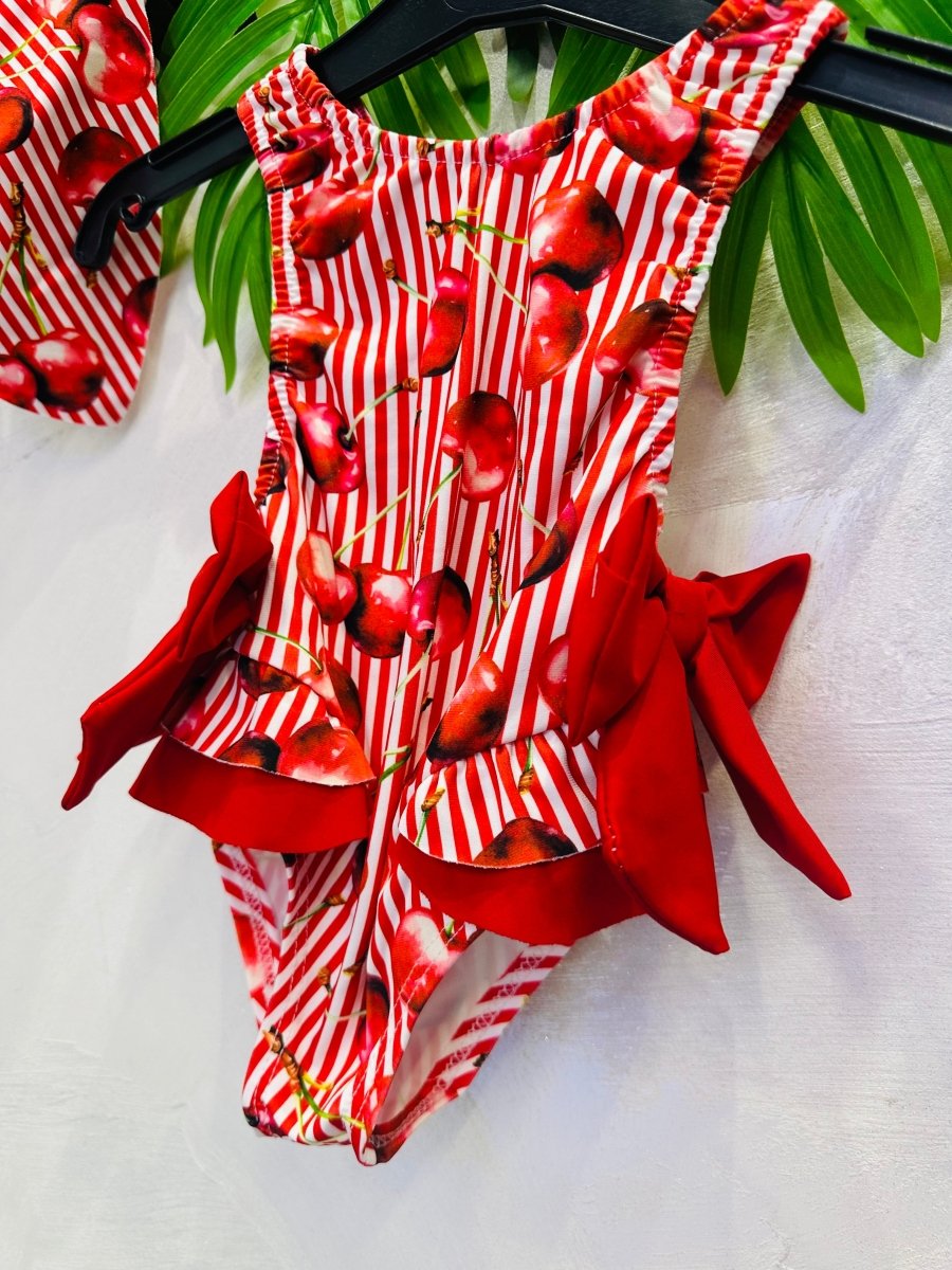 Costume Intero Ciliege Rosso Con Bandana - Piccole Canaglie - PC29549
