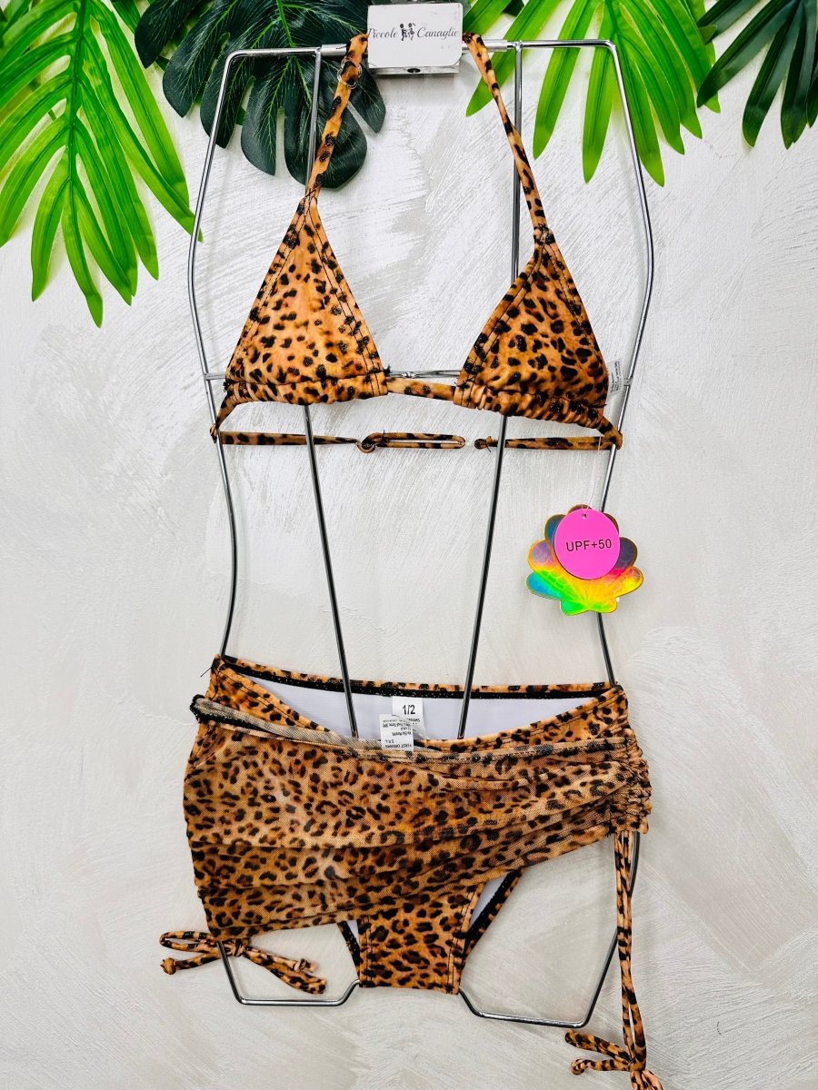 Costume Mare Con Pareo Animalier 1504 Arancio - Piccole Canaglie - PC28984