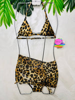 Costume Mare Con Pareo Animalier 1504 Beige - Piccole Canaglie - PC28994