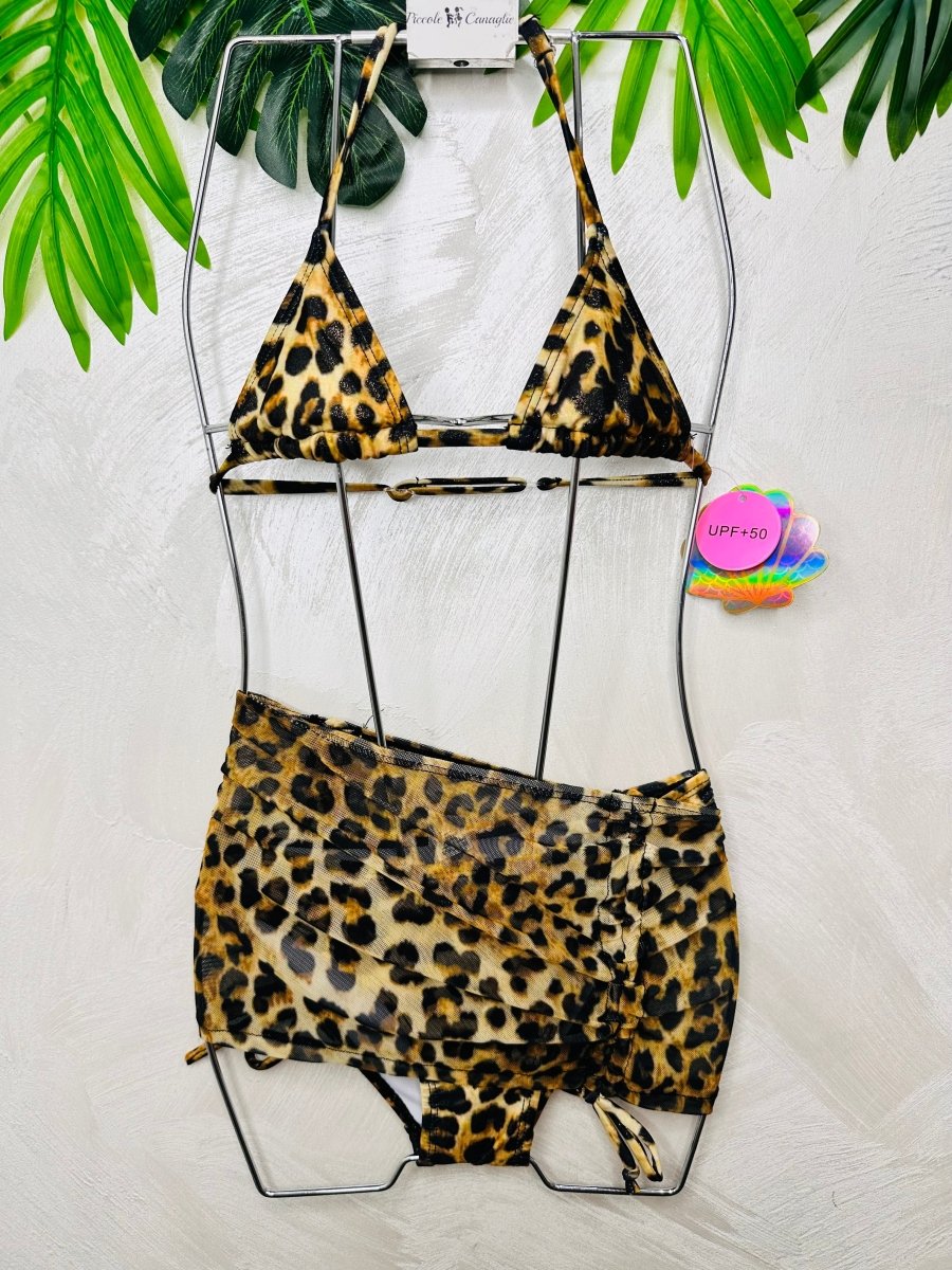 Costume Mare Con Pareo Animalier 1504 Beige - Piccole Canaglie - PC28994