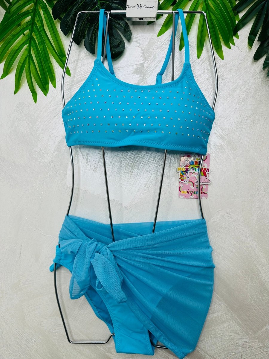 Costume Shine Con Pareo Turchese - Piccole Canaglie - PC28959