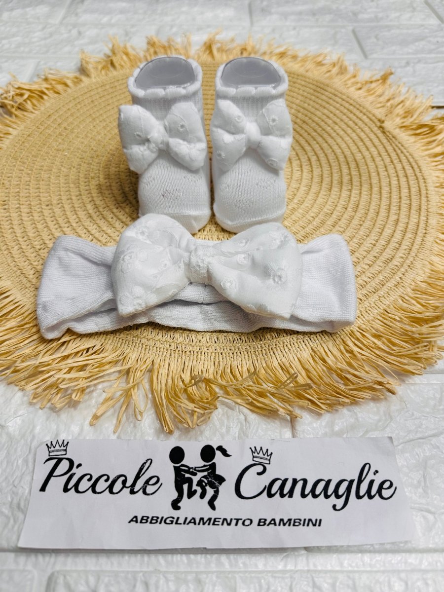 Fascia + Babbucce Ng2661 Bianco - Piccole Canaglie - PC26361