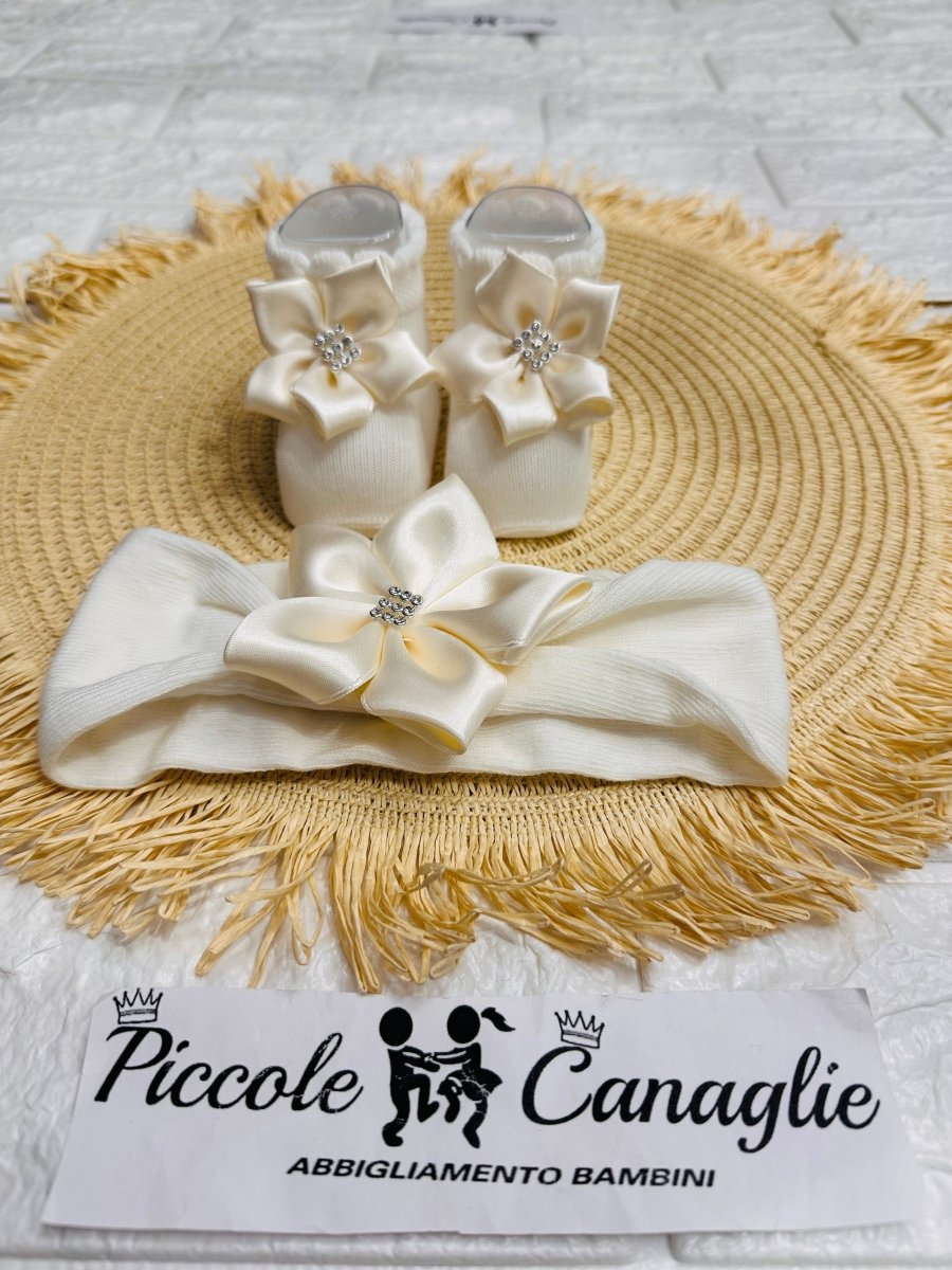 Fascia + Babbucce Ng2982 Panna - Piccole Canaglie - PC26364