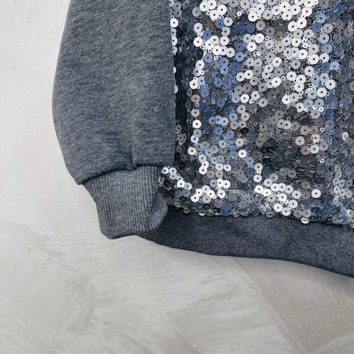 Felpa bimba paiette grigia - Piccole Canaglie - PC20391