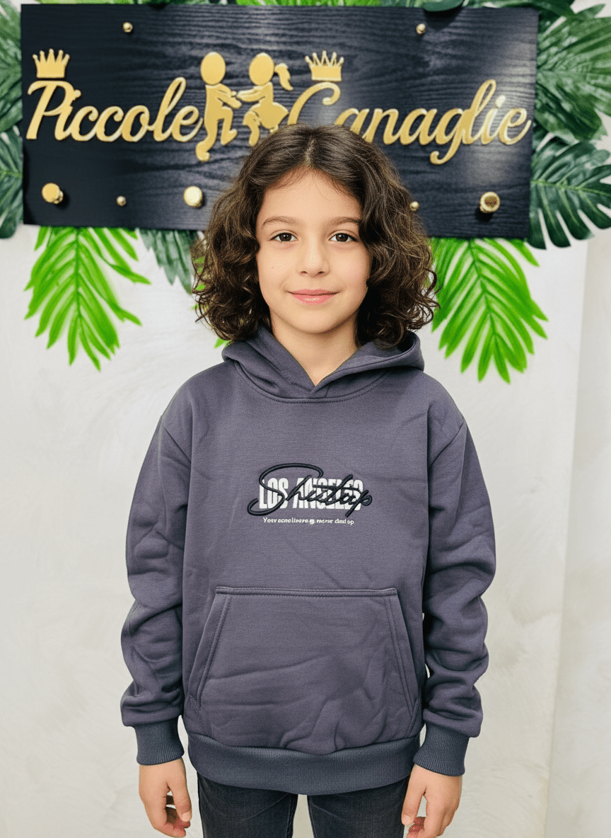 Felpa Los Angeles Grigia Caldo Cotone - Piccole Canaglie - PC23724