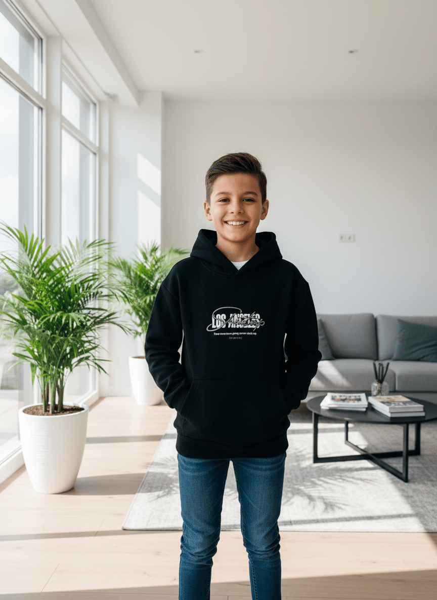 Felpa Los Angeles nera Caldo Cotone - Piccole Canaglie - PC23714