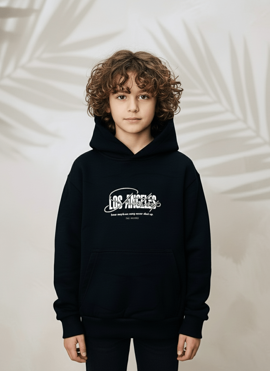 Felpa Los Angeles nera Caldo Cotone - Piccole Canaglie - PC23714