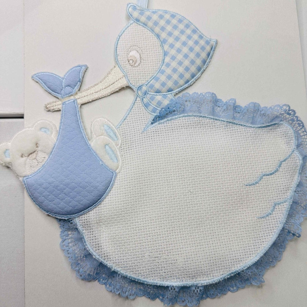Fiocco nascita cicogna Celeste dim.25x30 - Piccole Canaglie - PC20413