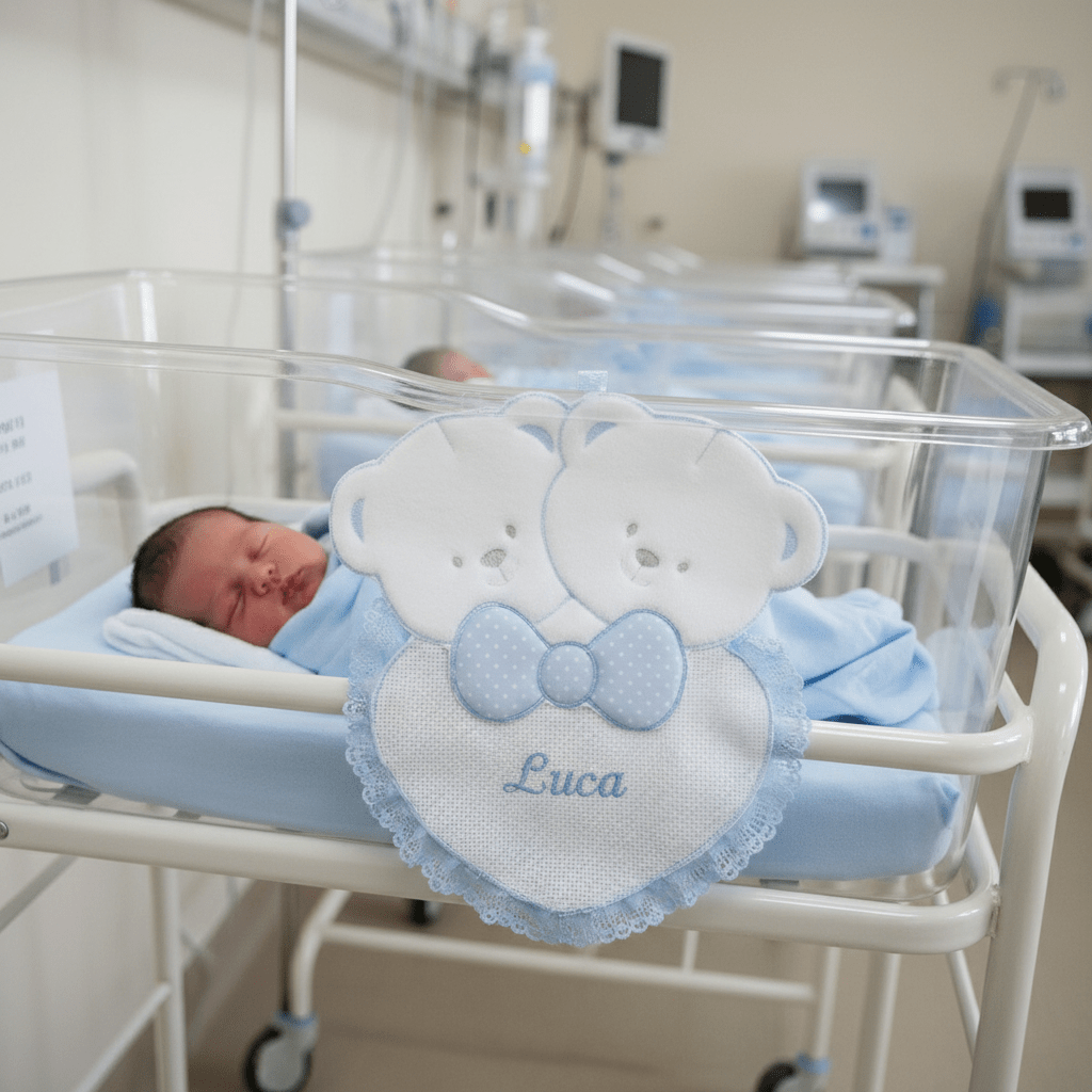 Fiocco nascita Orsi Celeste dim.25x30 - Piccole Canaglie - PC20414