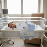 Fiocco nascita orso culla celeste dim 25x30 - Piccole Canaglie - PC21307