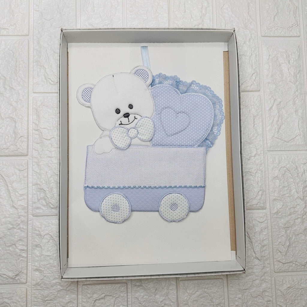 Fiocco nascita orso culla celeste dim 25x30 - Piccole Canaglie - PC21307