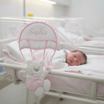 Fiocco nascita Orso mongolfiera rosa dim.25x30 - Piccole Canaglie - PC20418