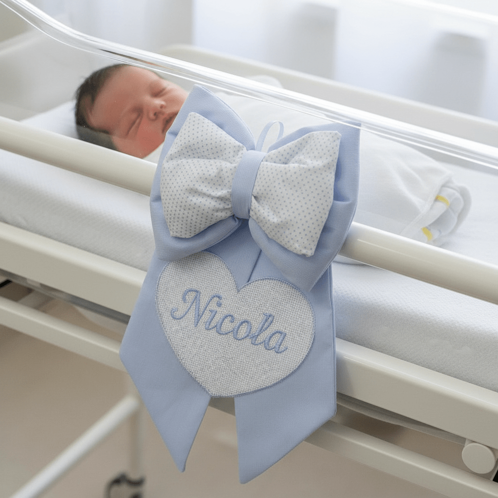 Fiocco nascita piccolo Celeste dim.25x30 - Piccole Canaglie - PC20411