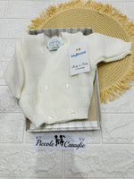 Giacchettino neoanti taglia unica 0-6 mesi tessuto misto lana panna - Piccole Canaglie - PC29587