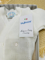 Giacchettino neoanti taglia unica 0-6 mesi tessuto misto lana panna - Piccole Canaglie - PC29587