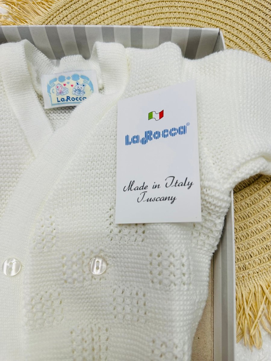 Giacchettino neoanti taglia unica 0-6 mesi tessuto misto lana panna - Piccole Canaglie - PC29587