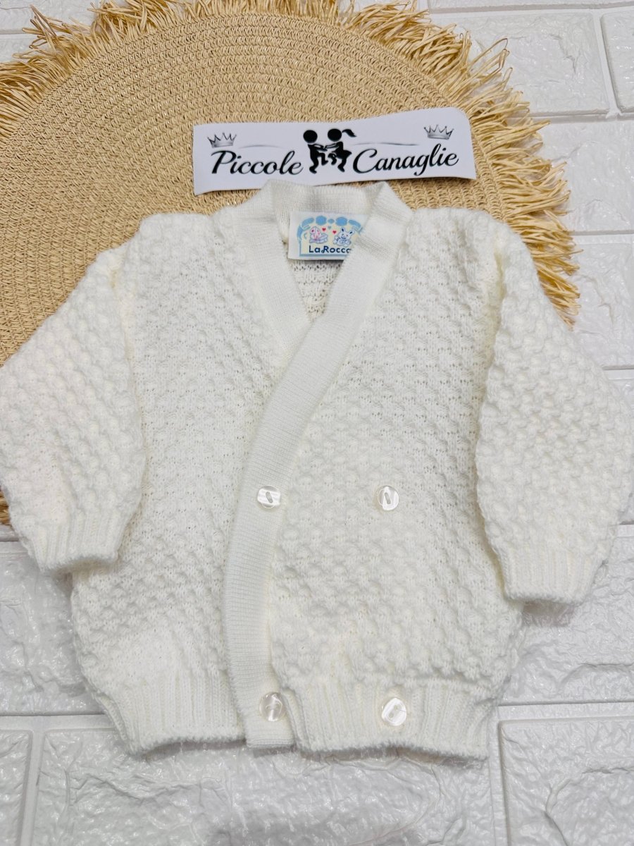 Giacchettino neonato taglia unica 0-6 mesi misto lana R691 - Piccole Canaglie - PC29929