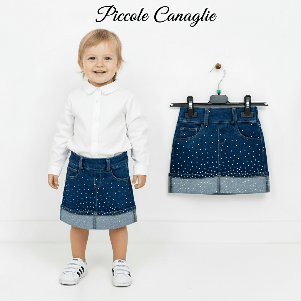 Gonna Jeans Brillantini Mesi - Piccole Canaglie - PC23016