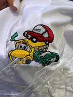 Grembiule Asilo Bianco F32073 Bus E Macchine Con Cerniera - Piccole Canaglie - PC30057