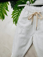 Jeans Bianco Con Elastico In Vita 41304 - Piccole Canaglie - PC26715