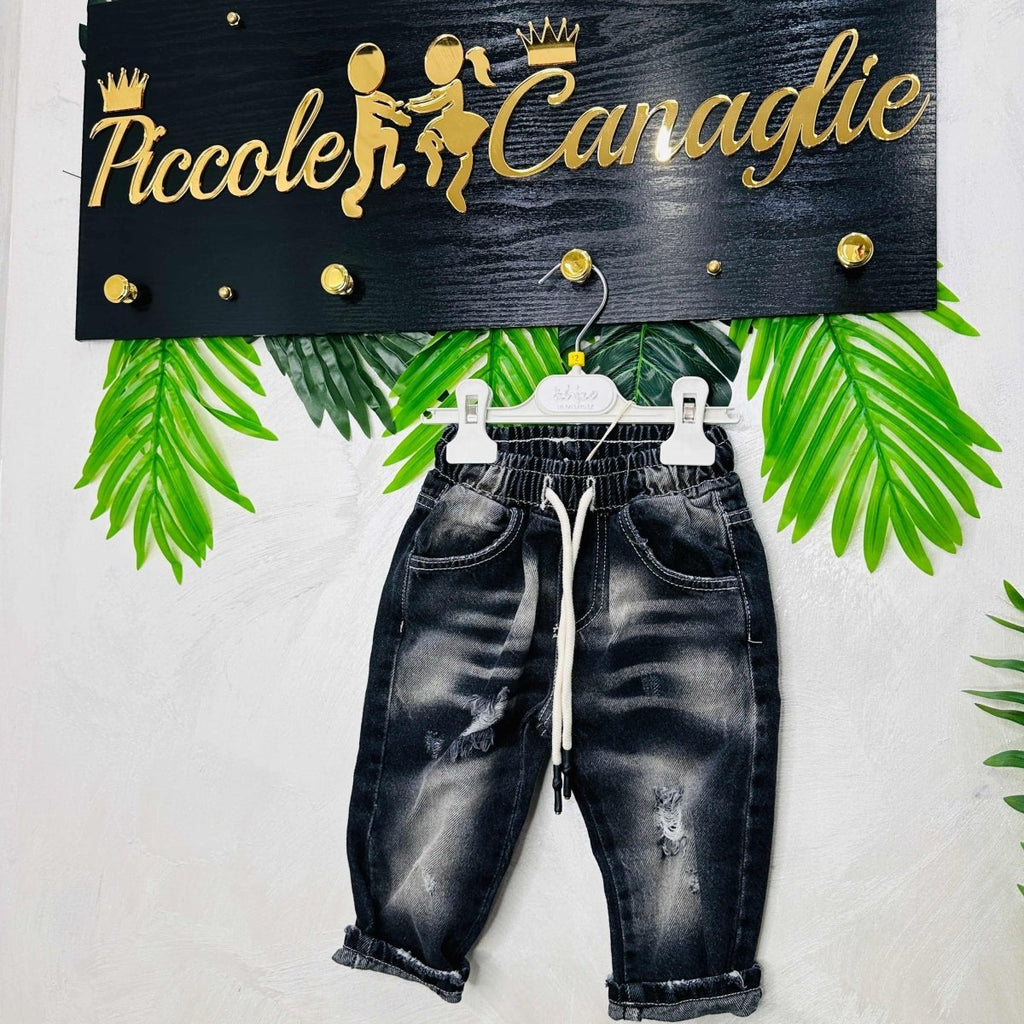 Jeans elastico sfumato Nero mesi - Piccole Canaglie - PC22191