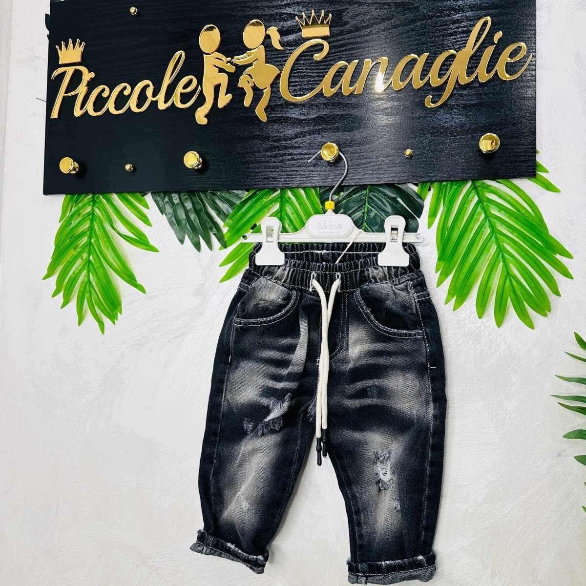 Jeans elastico sfumato Nero mesi - Piccole Canaglie - PC22191