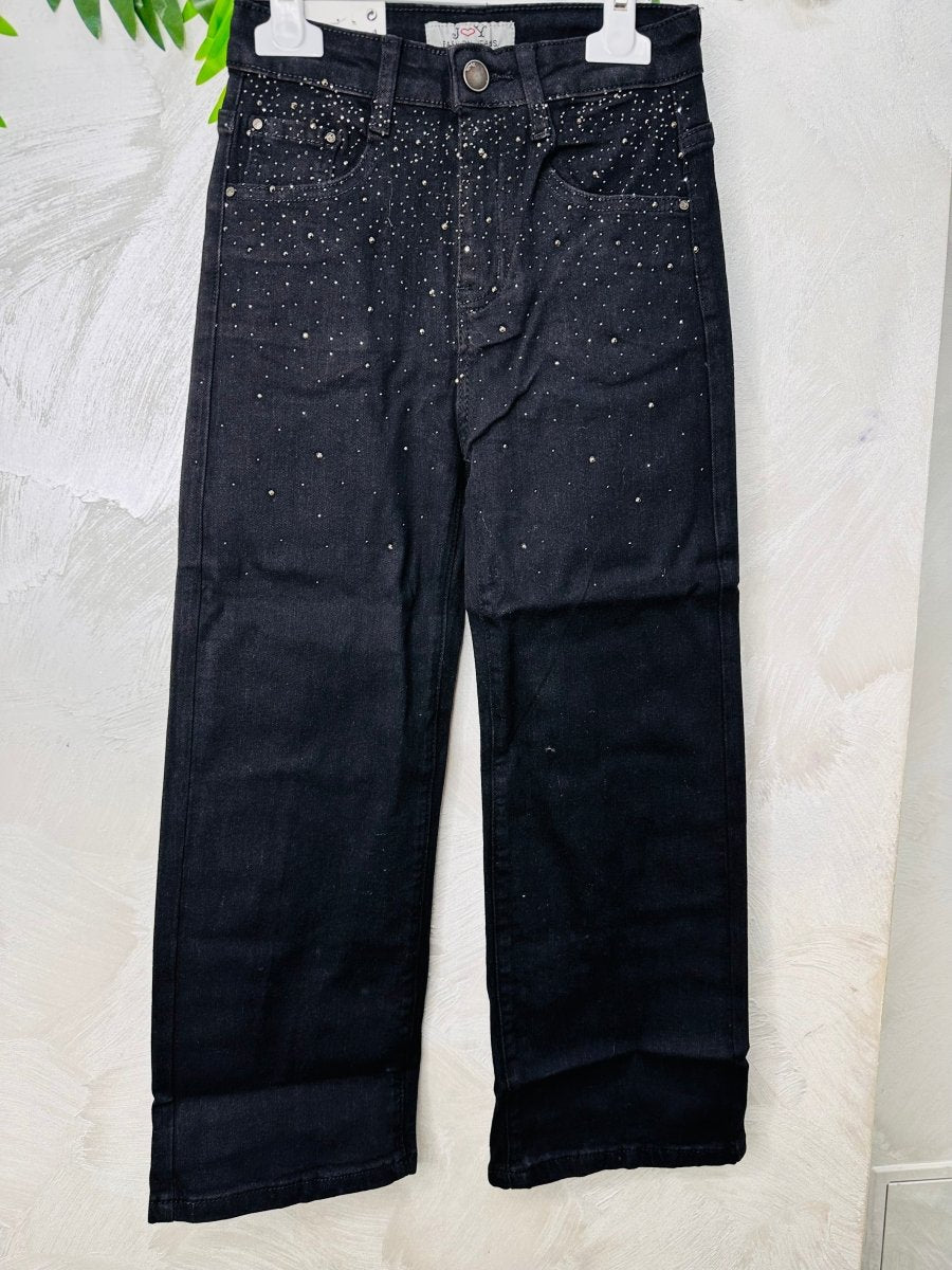 Jeans nero Brillantini elasticizzato - Piccole Canaglie - PC24336