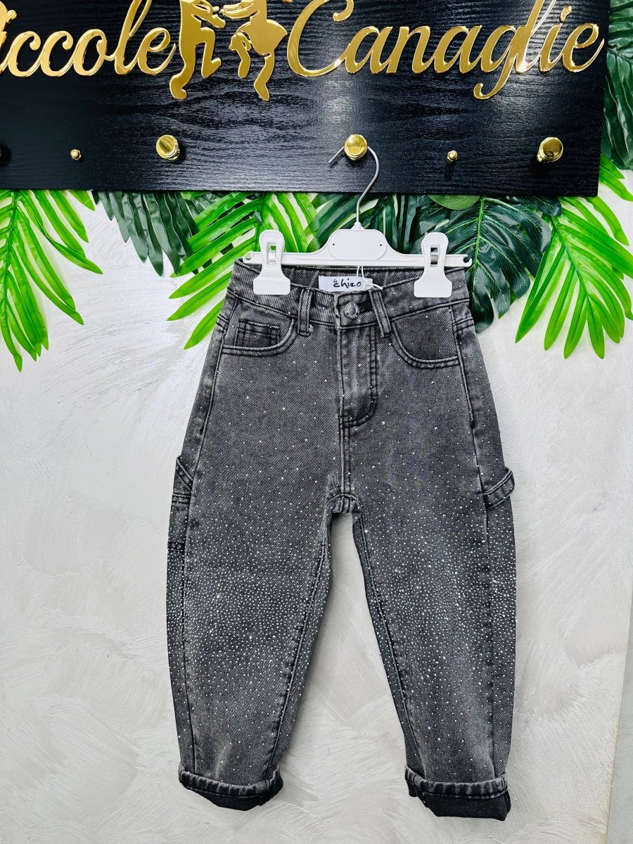 Jeans Nero Brillantini Io Chico A6061 - Piccole Canaglie - PC27394