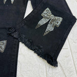Jeans orsetto strass nero - Piccole Canaglie - PC20911