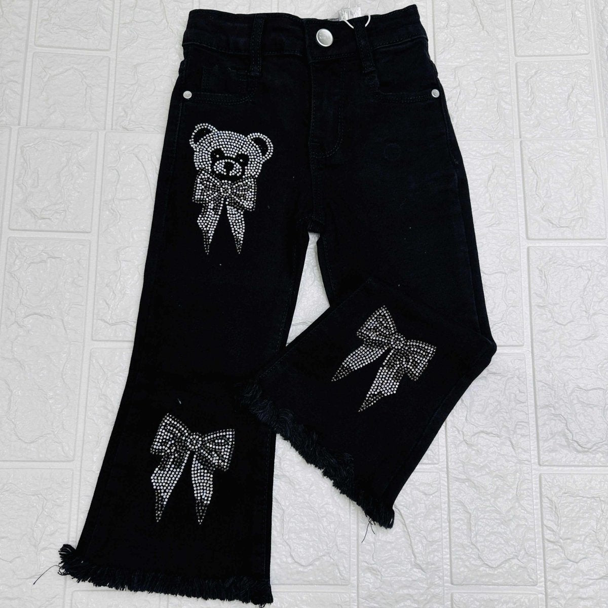 Jeans orsetto strass nero - Piccole Canaglie - PC20911