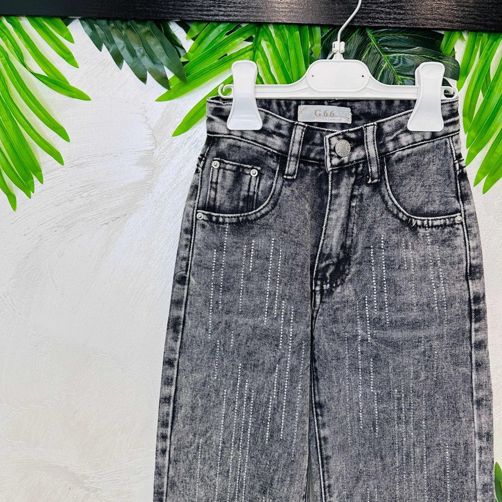 Jeans Sfumato nero Brillantini - Piccole Canaglie - PC21713