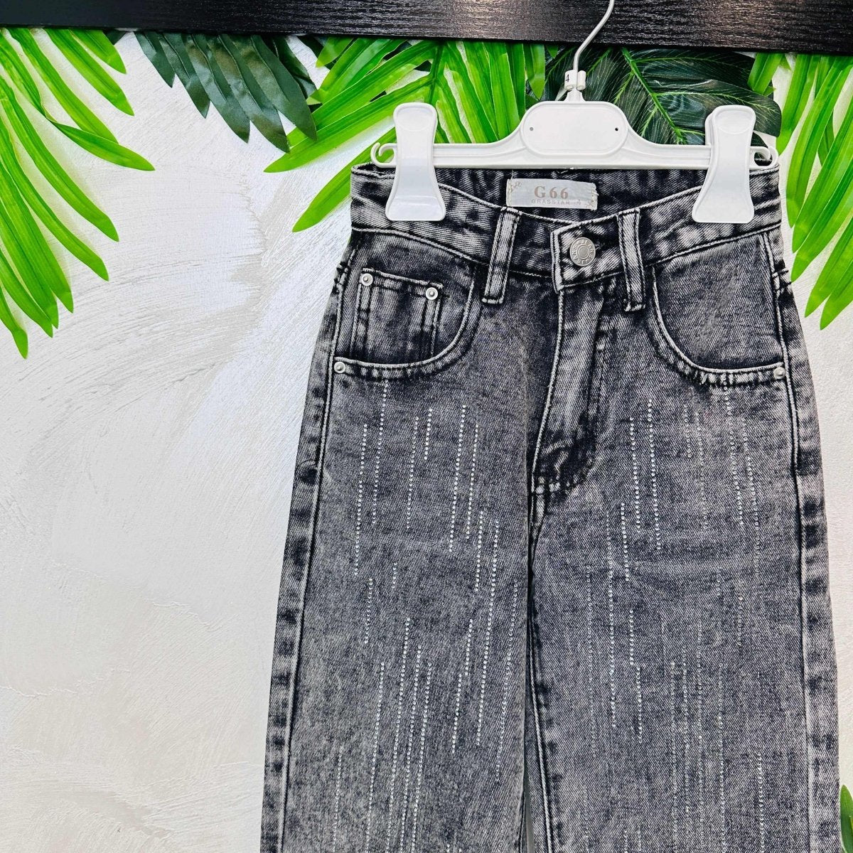 Jeans Sfumato nero Brillantini - Piccole Canaglie - PC21713