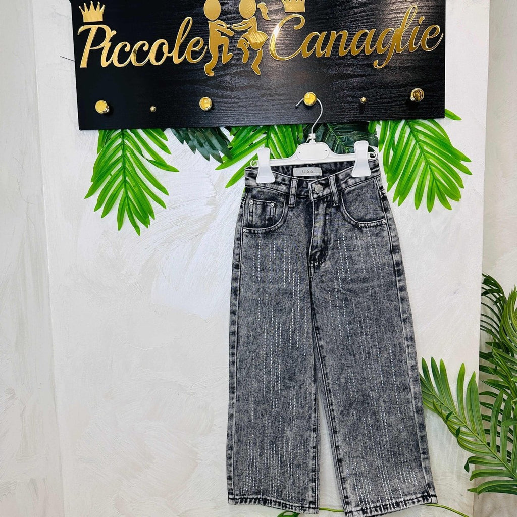 Jeans Sfumato nero Brillantini - Piccole Canaglie - PC21713