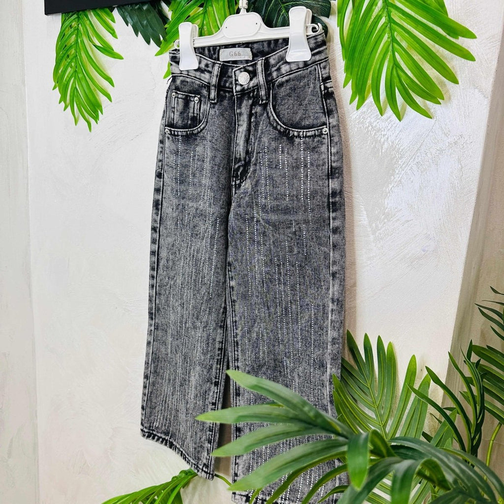 Jeans Sfumato nero Brillantini - Piccole Canaglie - PC21713