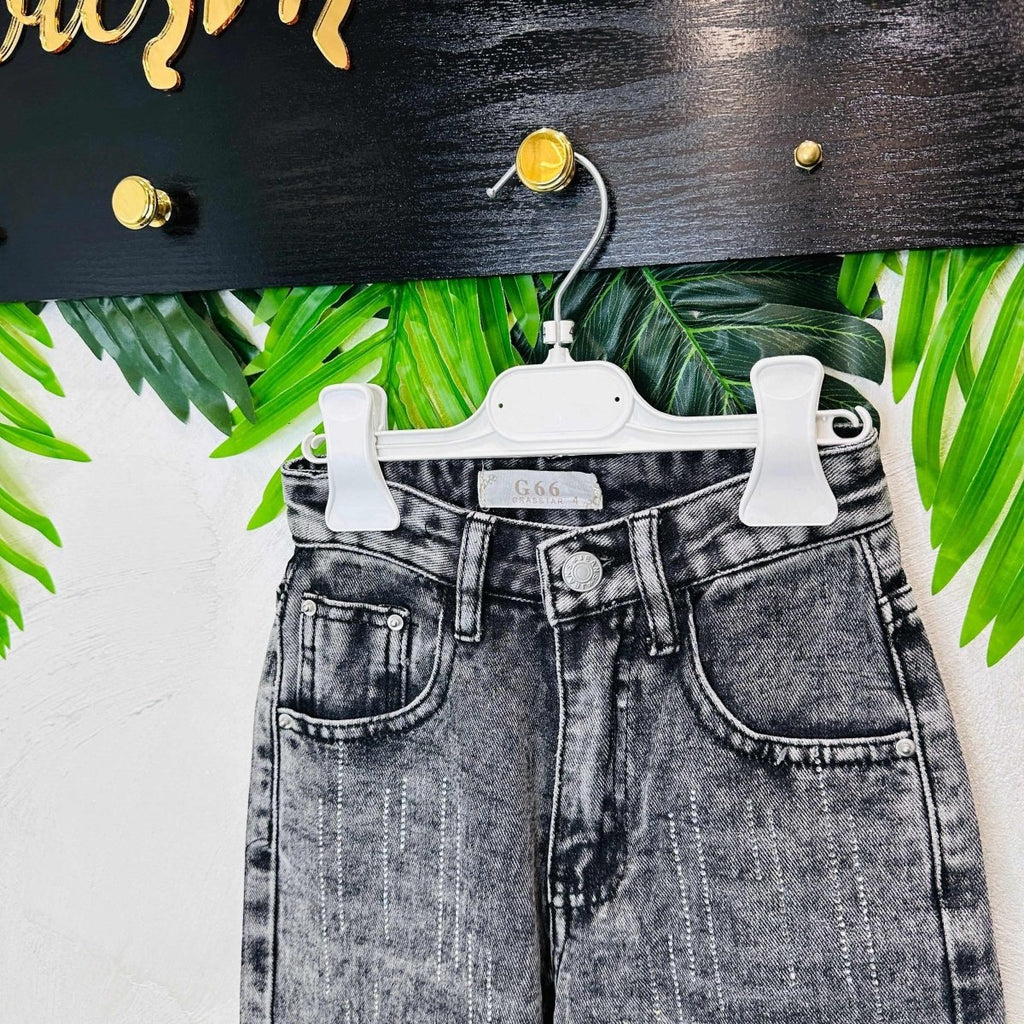 Jeans Sfumato nero Brillantini - Piccole Canaglie - PC21713