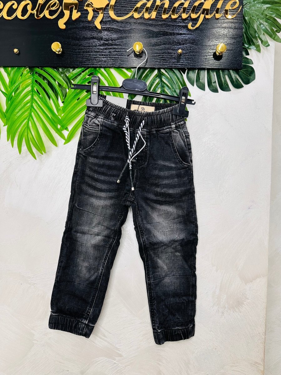 Jeans Slavato nero Elastico con - Piccole Canaglie - PC24653