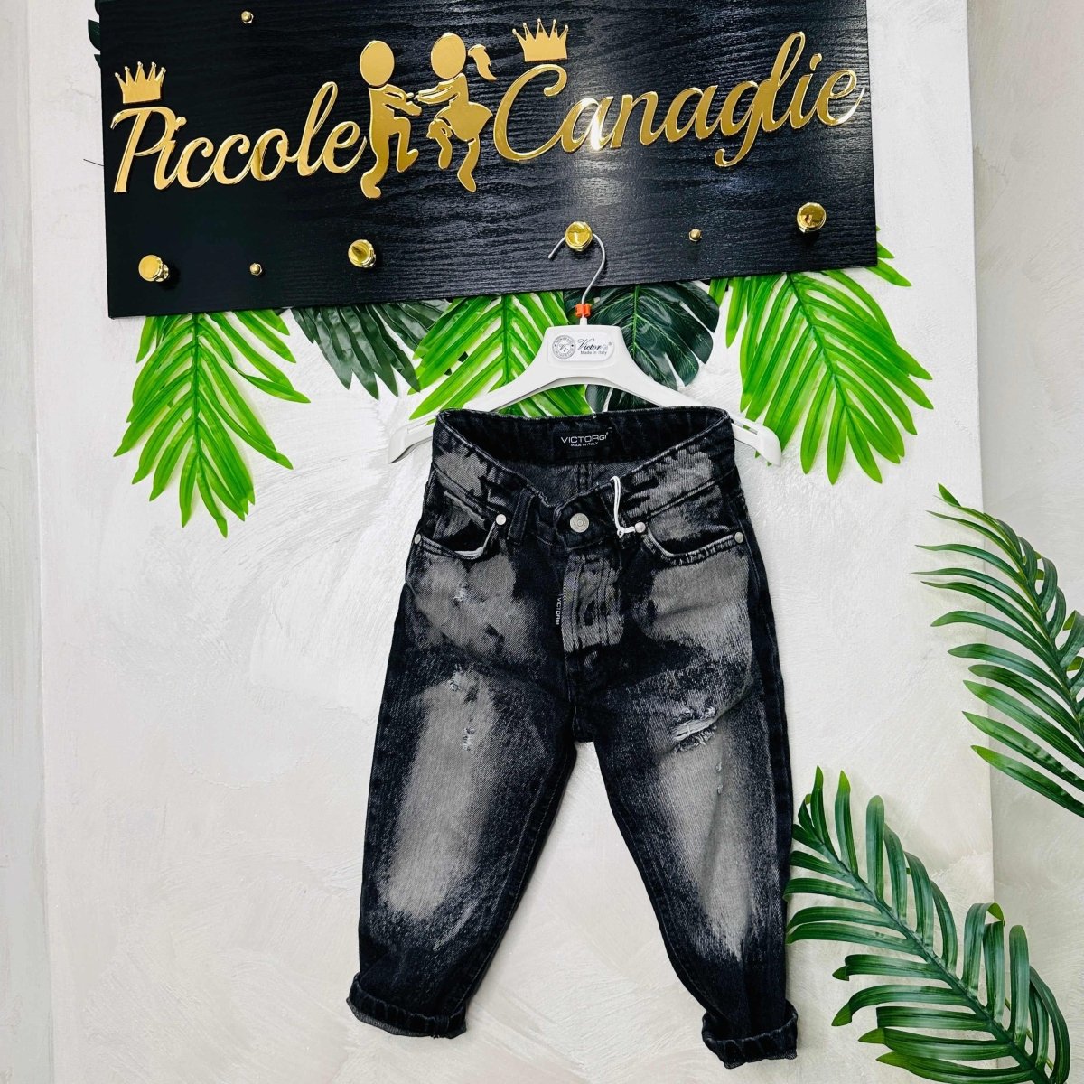 Jeans Slavato Nero - Piccole Canaglie - PC22217