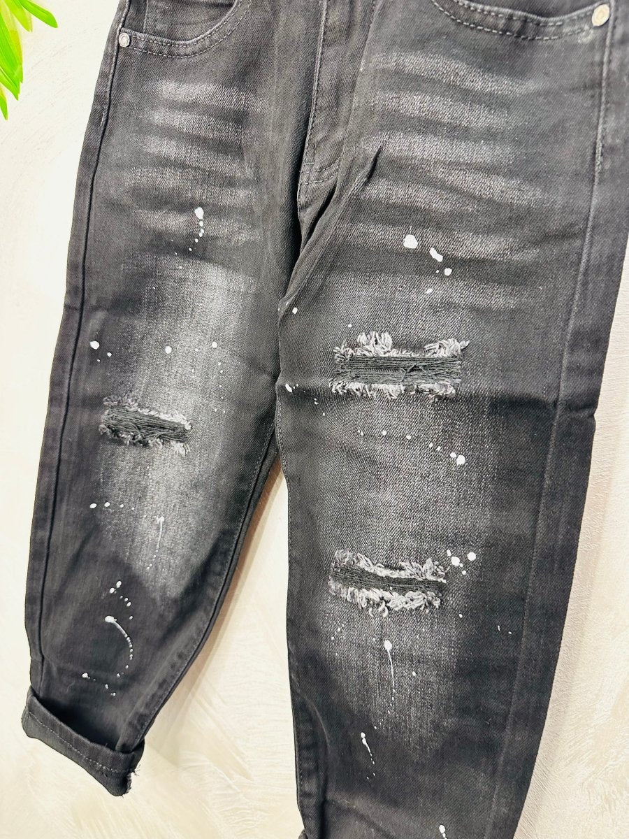 Jeans SprayVintage elasticizzato nero - Piccole Canaglie - 