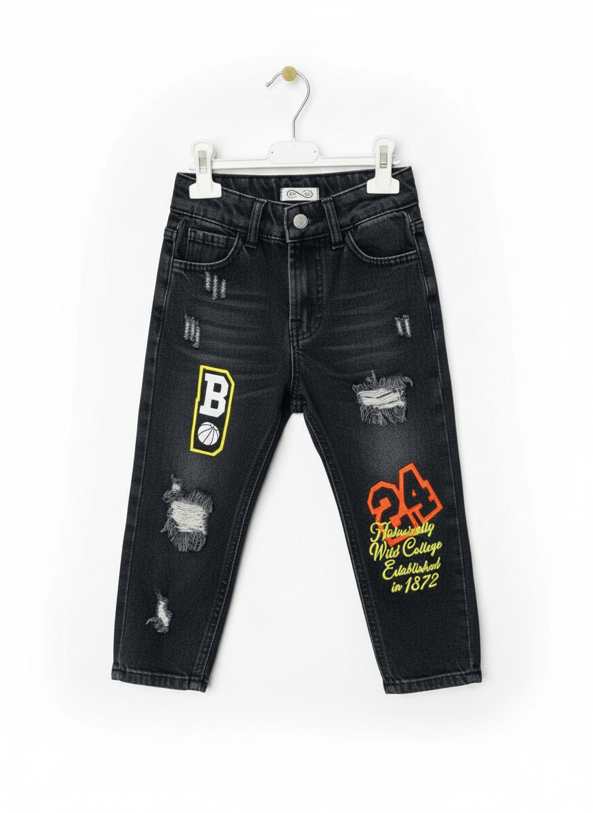 Jeans vintage slavato nero - Piccole Canaglie - PC24396