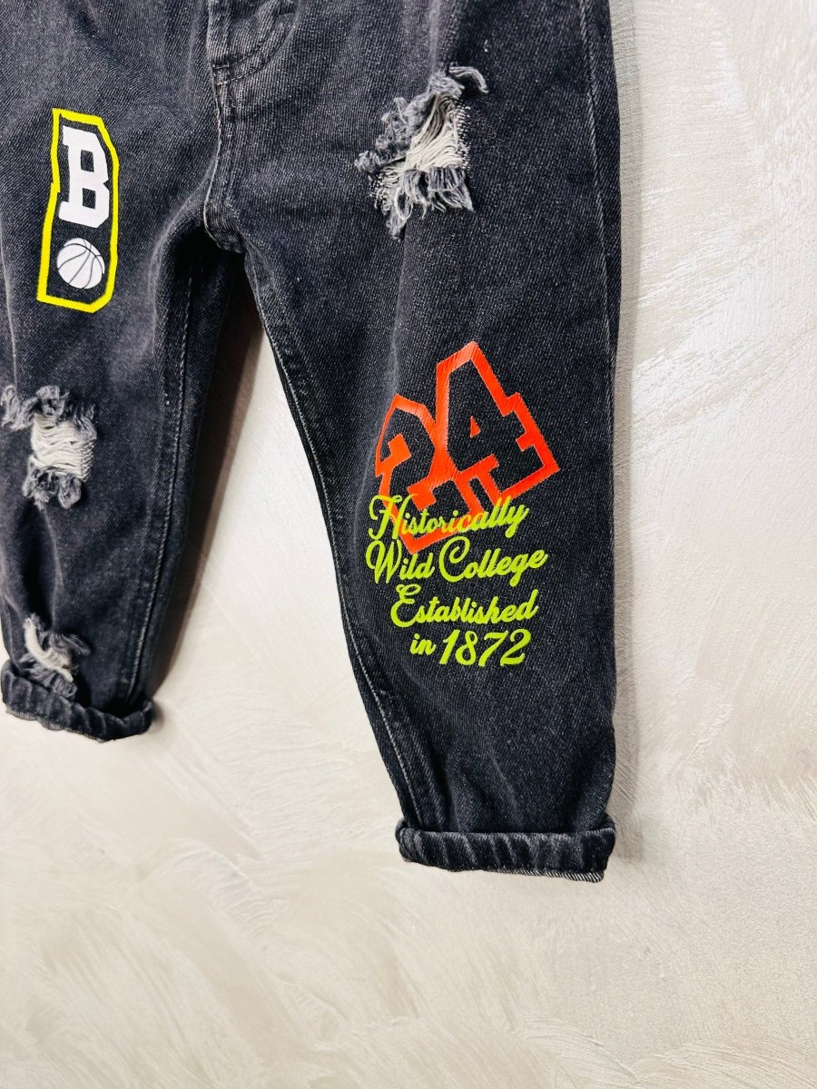 Jeans vintage slavato nero - Piccole Canaglie - PC24396