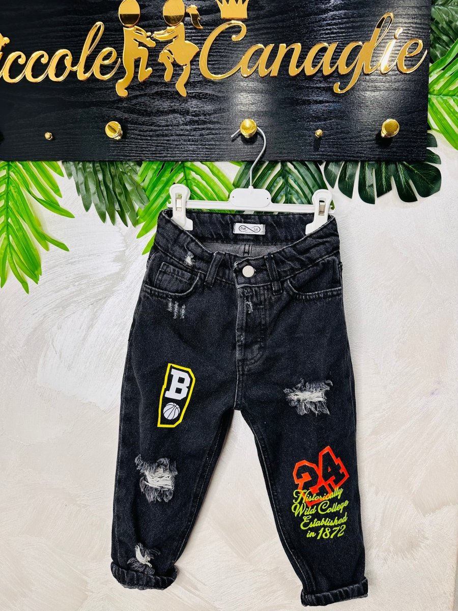 Jeans vintage slavato nero - Piccole Canaglie - PC24396