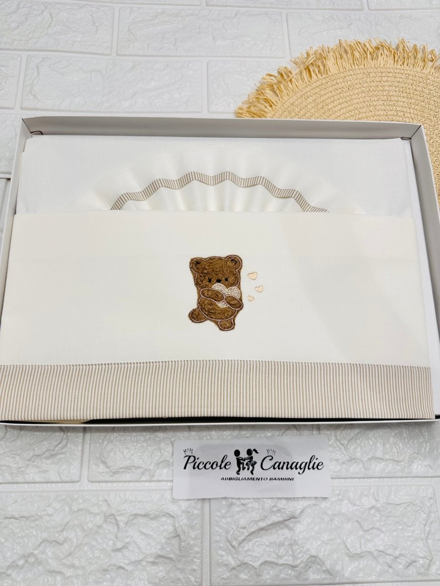 Lenzuola Carrozzina Beige Orsetto Lc015 - Piccole Canaglie - PC29757