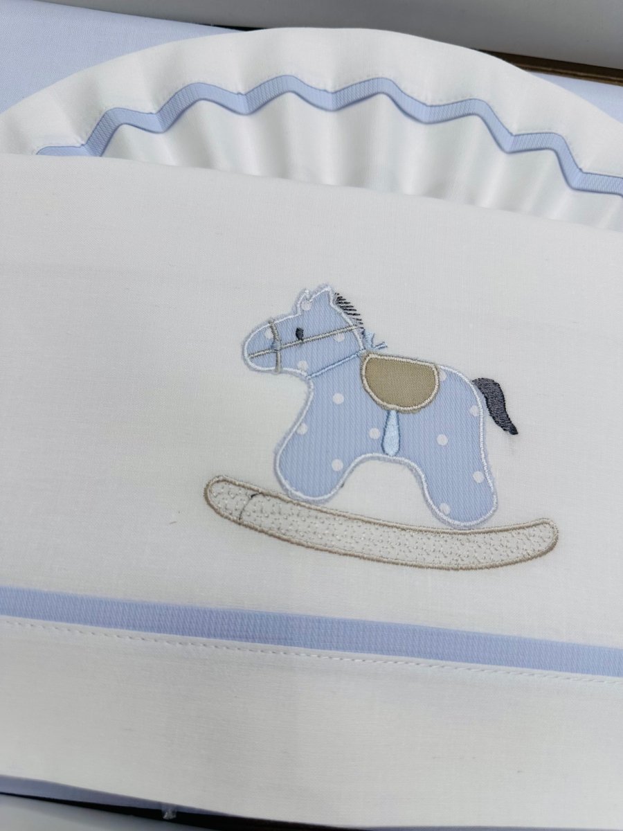 Lenzuola Carrozzina cavallino celeste LC015165 - Piccole Canaglie - PC23759