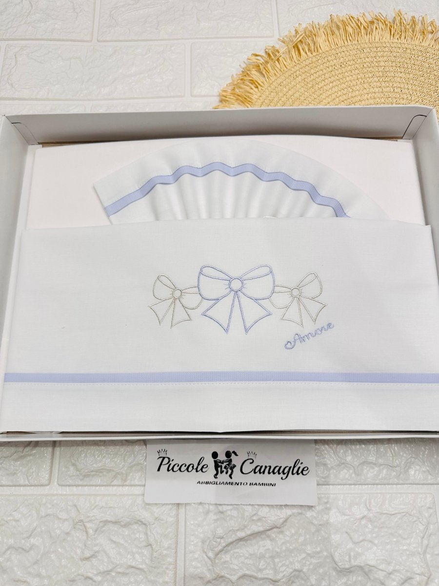 Lenzuola Carrozzina Celeste Fiocchetti Lc015168 - Piccole Canaglie - PC29758