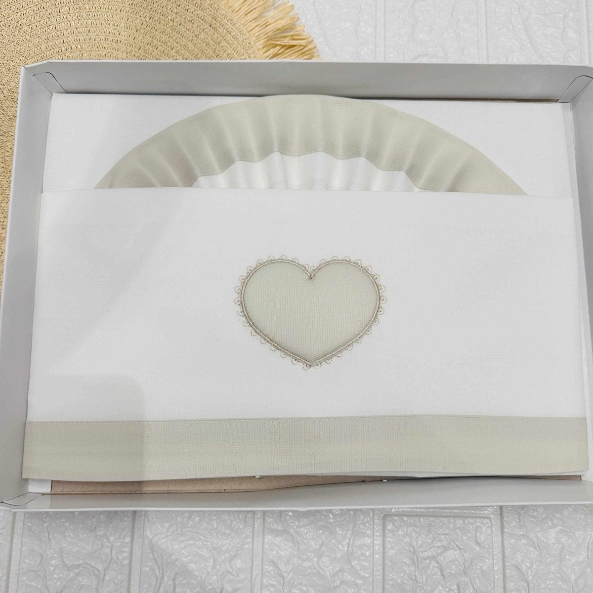 Lenzuola Carrozzina Cuore panna ART LC015105R - Piccole Canaglie - PC21915