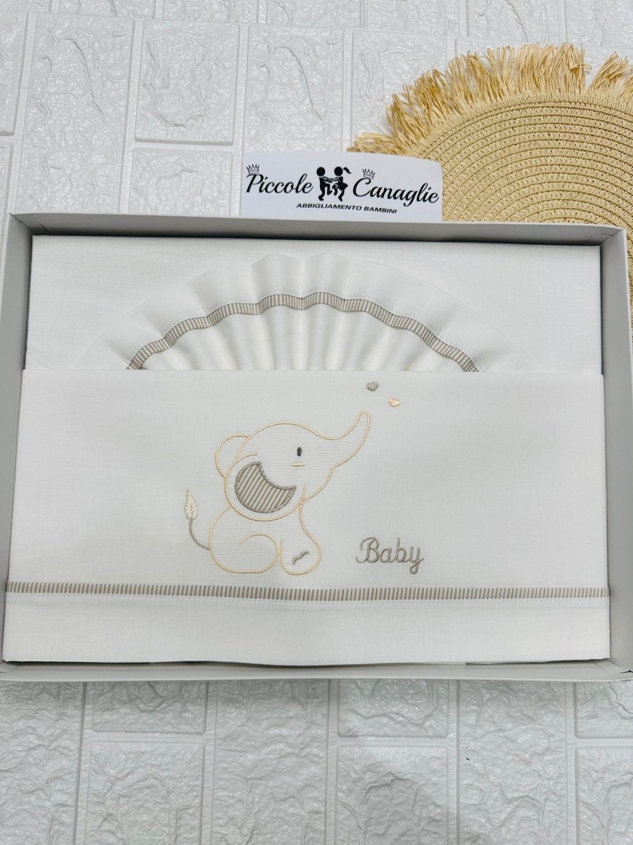 Lenzuola Carrozzina Elefantino panna LC015158 - Piccole Canaglie - PC23285