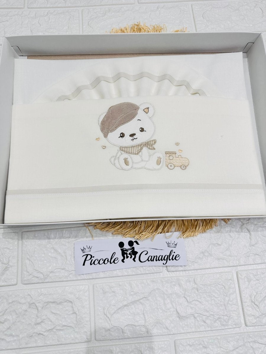Lenzuola carrozzina orso birichino beige LC015179 - Piccole Canaglie - PC29983